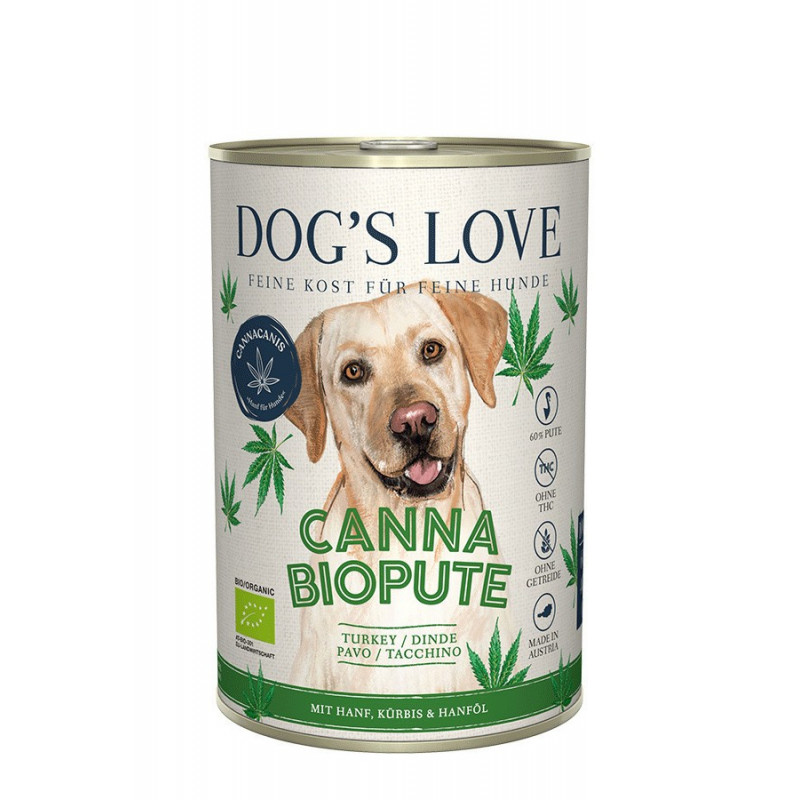 Dogs Love BIO puszka - indyk z KONOPIAMI