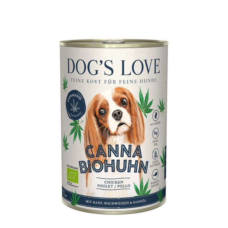 Dogs Love BIO puszka - kurczak z KONOPIAMI