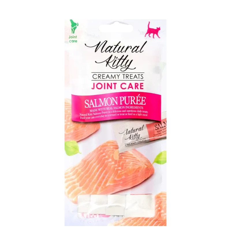 Natural Kitty FUNKCYJNY kremowy przysmak puree z ŁOSOSIA - stawy