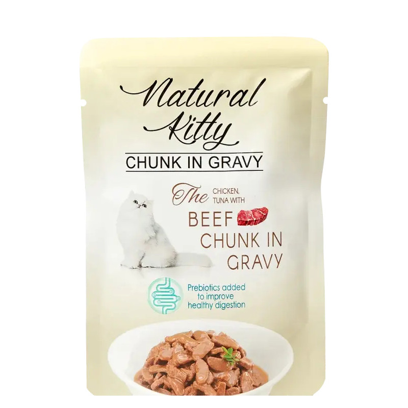 Natural Kitty saszetka KURCZAK, tuńczyk z kawałkami wołowiny